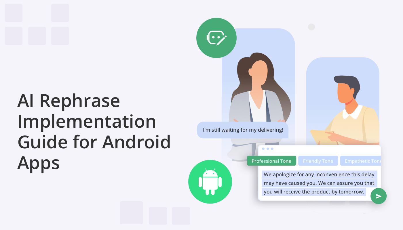 Android chat interface showing AI Rephrase