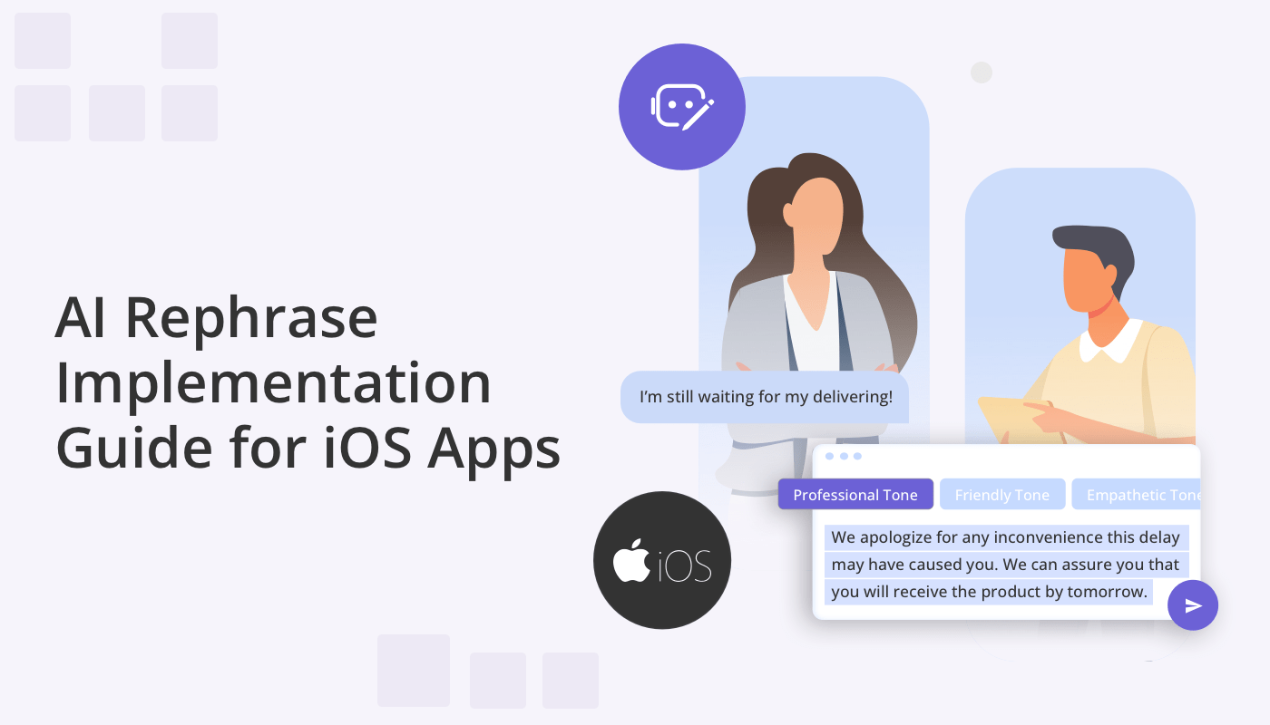 chat screen showing AI rephrase functionality