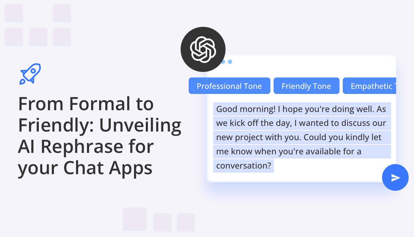 chat screen showing AI Rephrase functionality