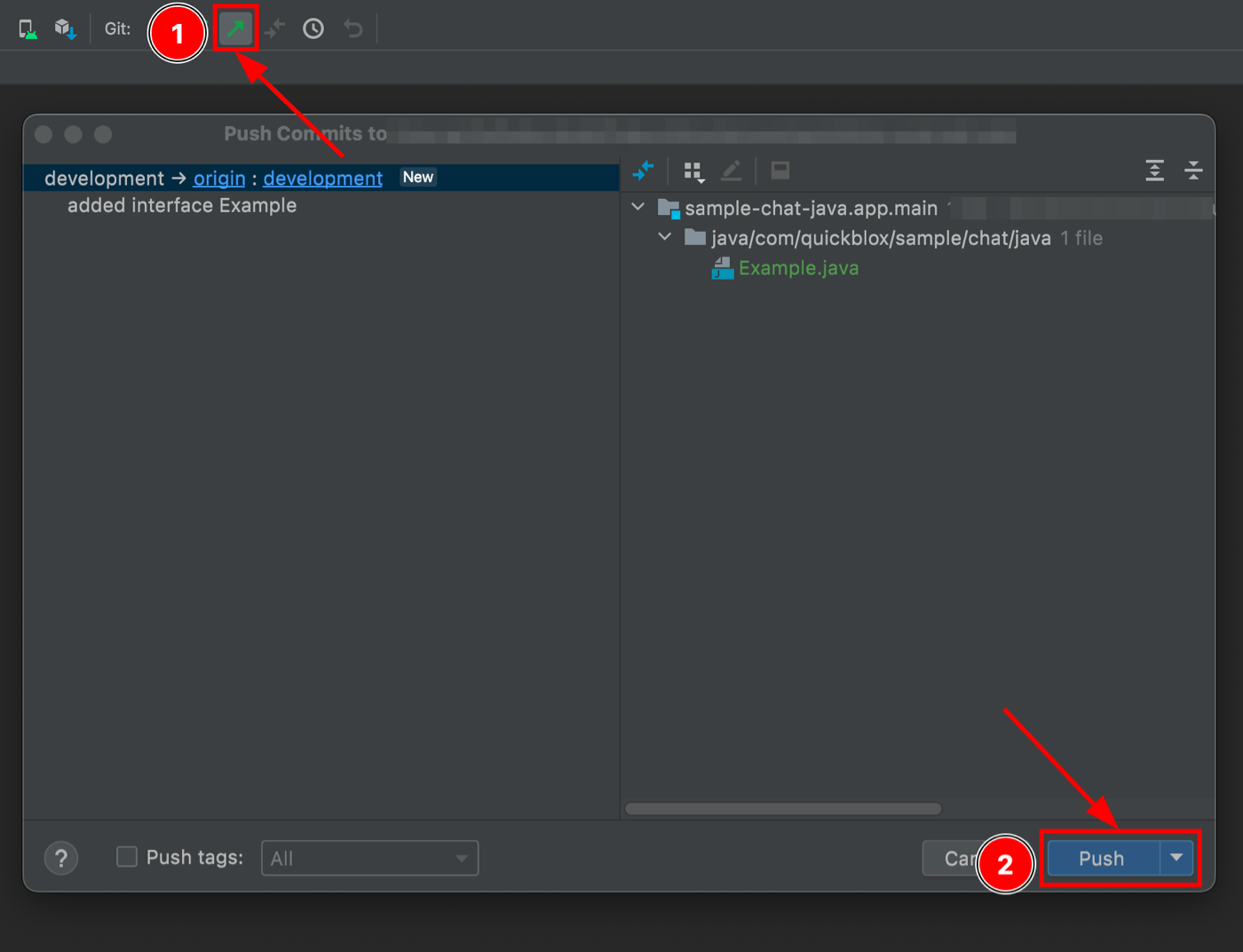 use Push command in Android Studio