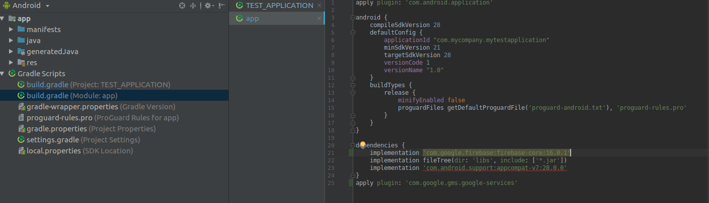 App build.gradle file