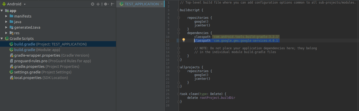 App build.gradle file