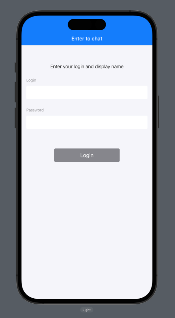 login screen