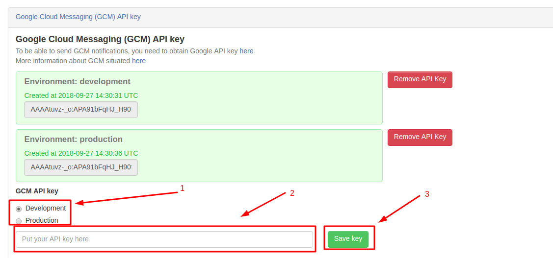 Google Cloud Messaging API key